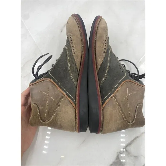 Fly London Boots Mens Sz 10 Oxford Wingtip Low Lace Up Tan Brown Brogue Leather