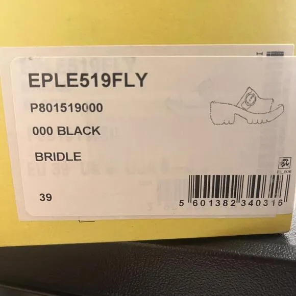FLY LONDON EPLE519FLY Lightweight Black Leather Chunky Heel Platform Sandal