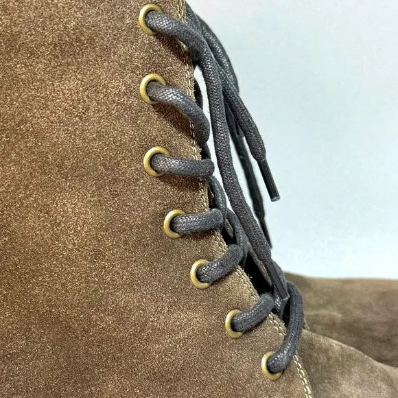 Fly London Olive Brown Suede Leather Lace-Up Combat Ankle Boots