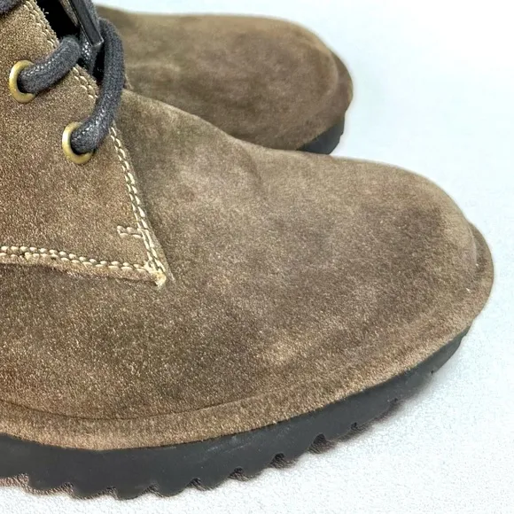 Fly London Olive Brown Suede Leather Lace-Up Combat Ankle Boots