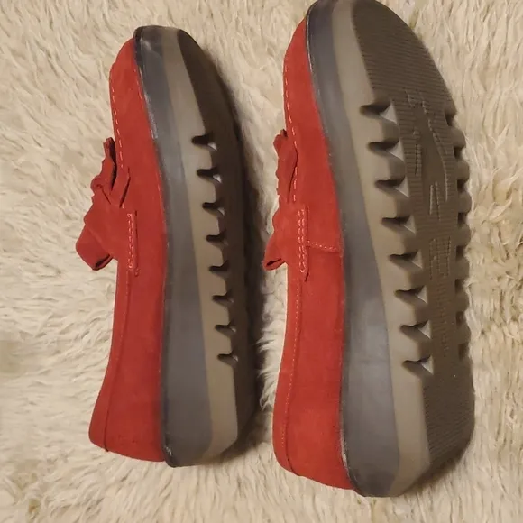 Fly London Rare Color and Style Red Suede Tassle Loafers Size EU 40