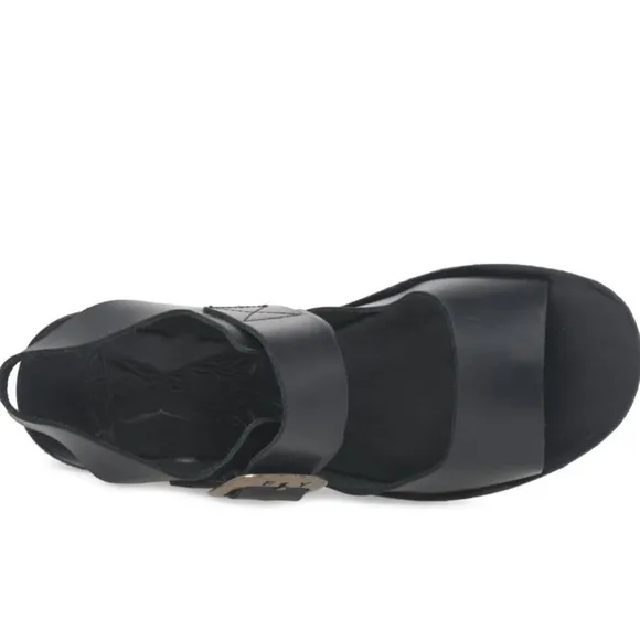 Fly London Womens Casual Yail Black Sandals Sz 37(US 6-6.5) Boho Coastal Grandma