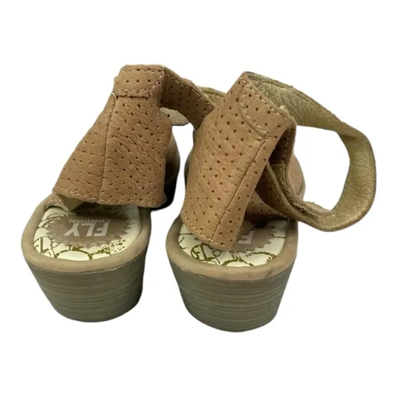 Fly London Yala Perforated Wedge Sandal Beige USA Size  5.5 Eur Size 36