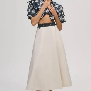 FOREVER THAT GIRL Anthropologie Belted Denim l Midi Skirt Size SP NEW WITH‎ TAG