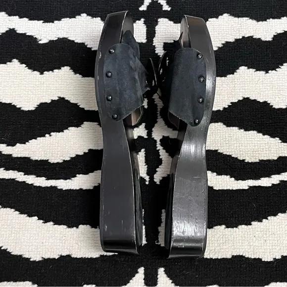 FP Westtown Slide Leather Wooden Clogs Sandals Buckle Size 41
