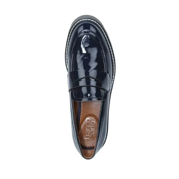 FRANCO SARTO Balin Lug Sole Loafers MIDNIGHT FAUX PATENT