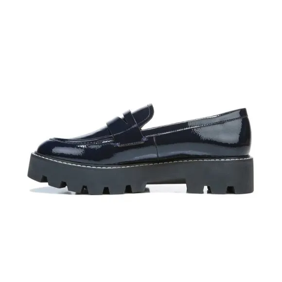 FRANCO SARTO Balin Lug Sole Loafers MIDNIGHT FAUX PATENT