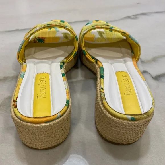 Franco Sarto Sandals Size 8 Yellow Floral Slide Sandals NWOT
