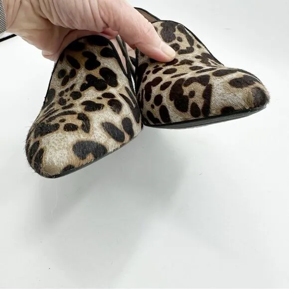 Franco Sarto Sambra Calf’s Hair Leopard Print Wrapped Wedge Pointed Toe Pumps 8