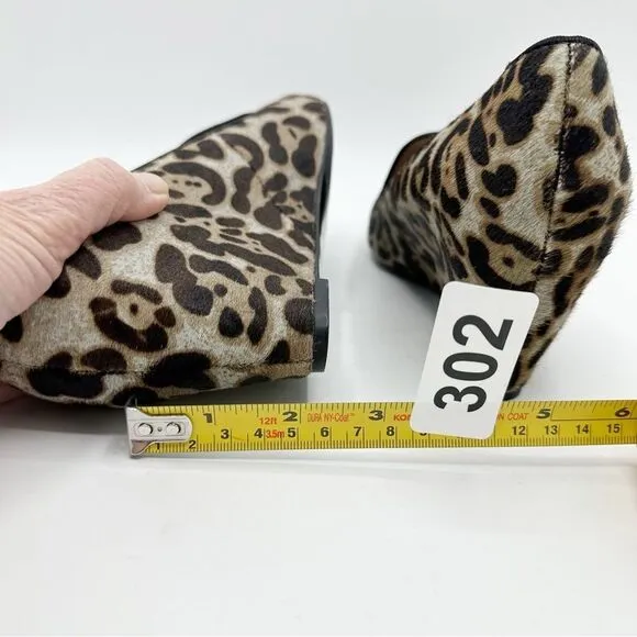 Franco Sarto Sambra Calf’s Hair Leopard Print Wrapped Wedge Pointed Toe Pumps 8
