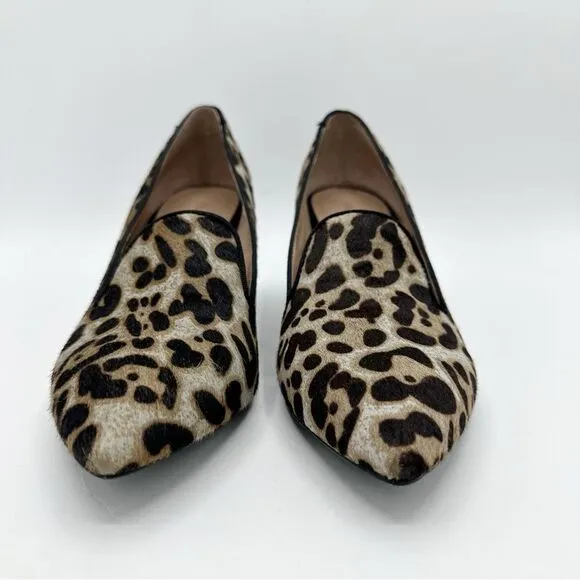 Franco Sarto Sambra Calf’s Hair Leopard Print Wrapped Wedge Pointed Toe Pumps 8