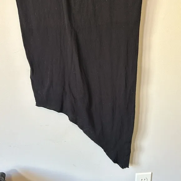 FRANK and EILEEN Tee Lab Asymmetrical Skirt FLEECE Black Raw Hem Sz S
