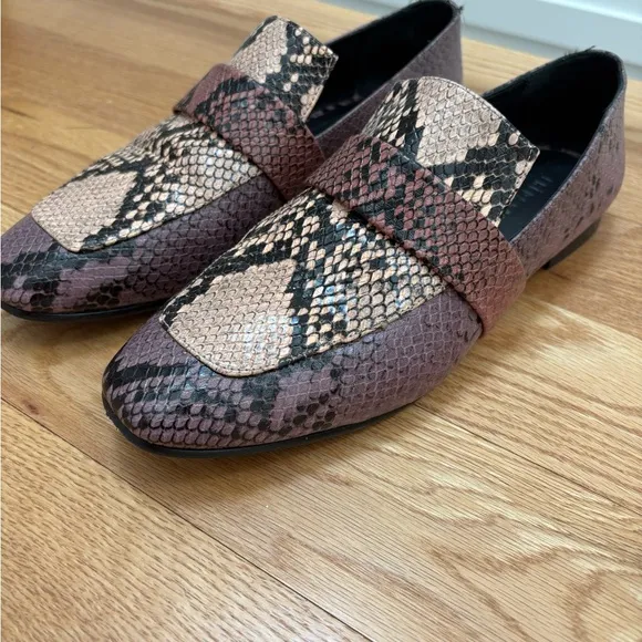 Freda Salvador Snakeskin Leather Loafers