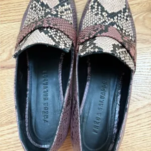 Freda Salvador Snakeskin Leather Loafers