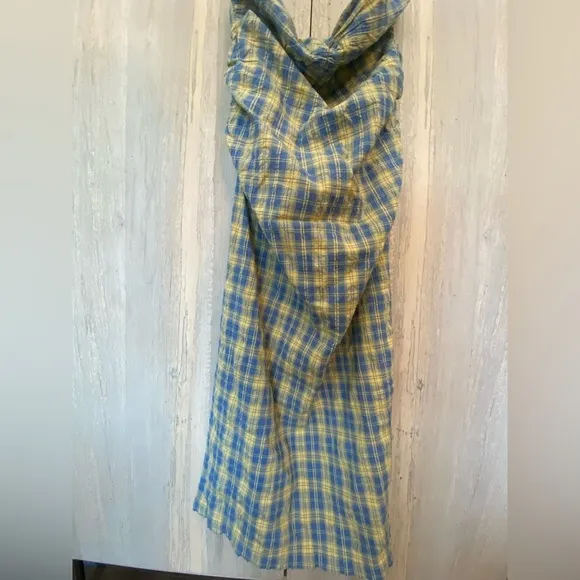 Free People Brandie Plaid Midi Ruched Tube Midi Dress