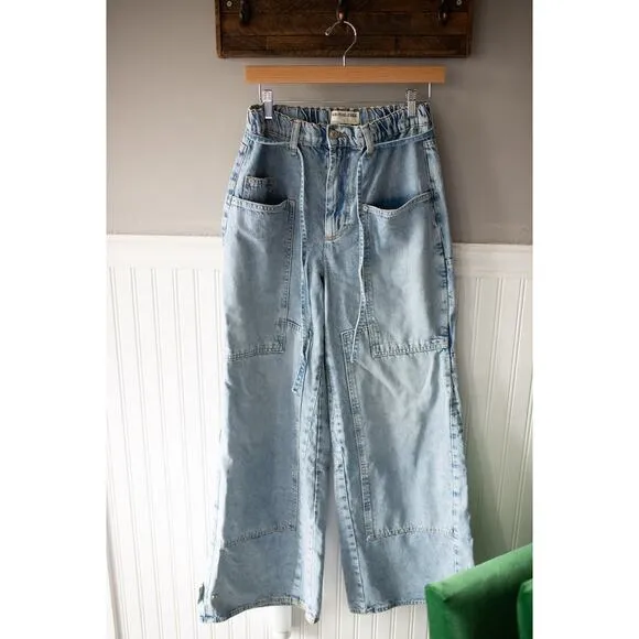 Free People CRVY Outlaw Wide-Leg Jeans Large NEW