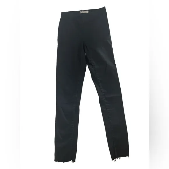 Free People Easy Goes It Jegging Black Raw Edge pull on jean denim leggings 24