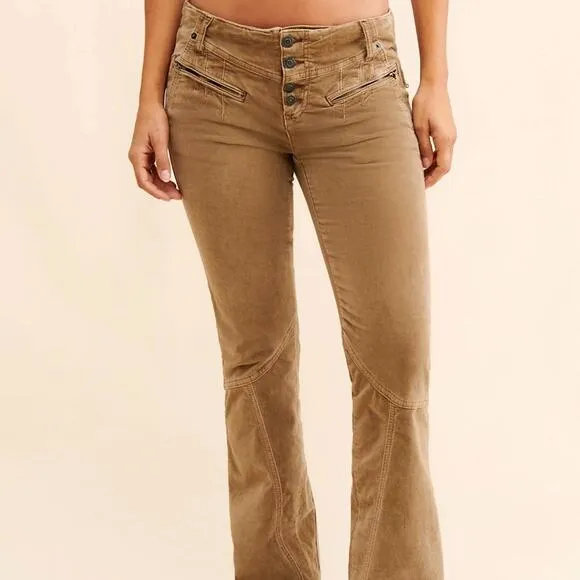 Free People Hit Back Slim Flare Pants - Neutral - size 10