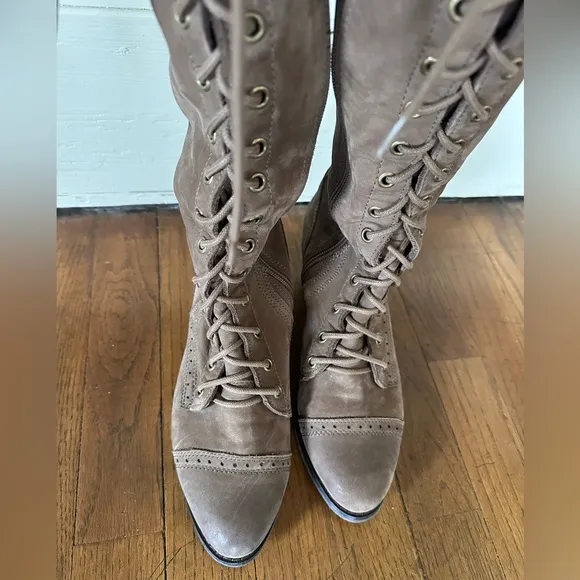 Free people Jeffrey Campbell leather Joe lace up Boots brown tan sz 8