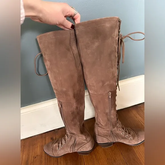 Free people Jeffrey Campbell leather Joe lace up Boots brown tan sz 8