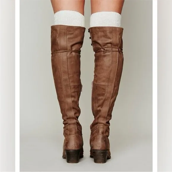 Free people Jeffrey Campbell leather Joe lace up Boots brown tan sz 8