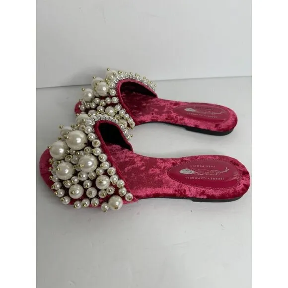 Free People Jeffrey Campbell Pixie Pearl Slide Sandals Magenta Size 6 NEW