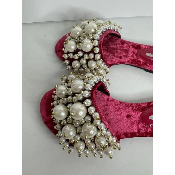 Free People Jeffrey Campbell Pixie Pearl Slide Sandals Magenta Size 6 NEW