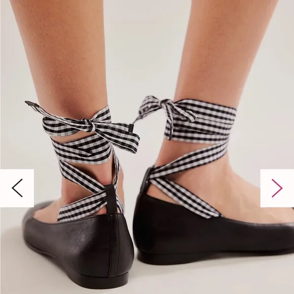 Free People Jeffrey Campbell That’s a wrap ballet flats black white gingham