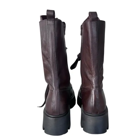 Free People Jones Lug Sole Lace Up Boots Burgundy Size 7.5 NWOT
