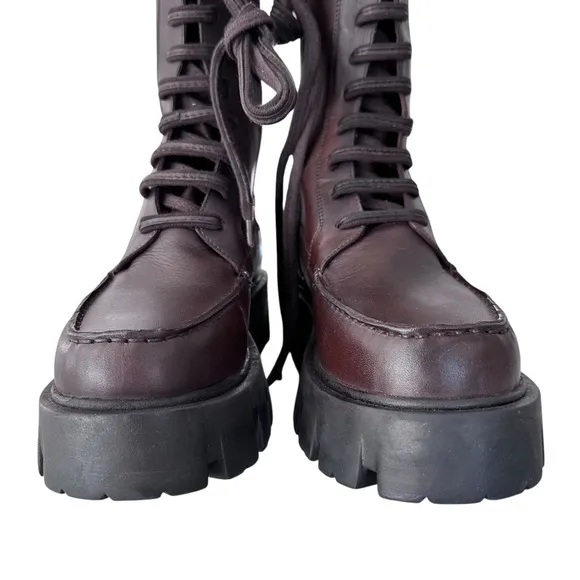 Free People Jones Lug Sole Lace Up Boots Burgundy Size 7.5 NWOT