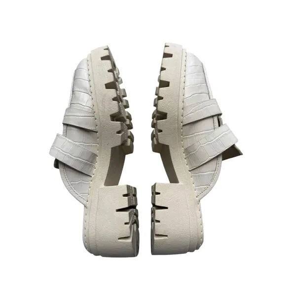 Free People Loafers Women 39/8.5 Lyra Lug Leather Croc Buckle Mule Chunky Y2K