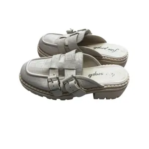 Free People Loafers Women 39/8.5 Lyra Lug Leather Croc Buckle Mule Chunky Y2K