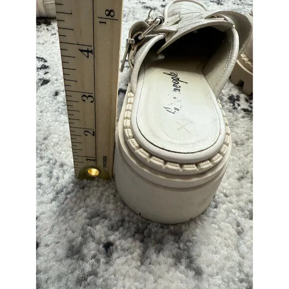 Free People Loafers Women 39/8.5 Lyra Lug Leather Croc Buckle Mule Chunky Y2K
