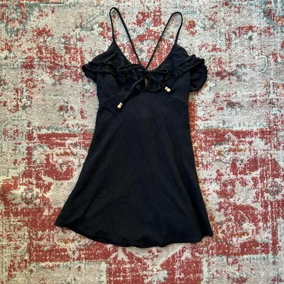 FREE PEOPLE LOVE FOREVER MINI DRESS‎ IN BLACK