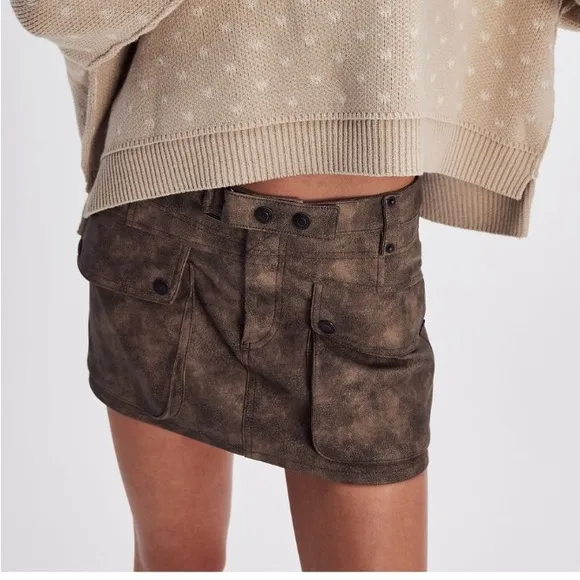 Free people Micro Mini Skirt Faux leather. NWOT.