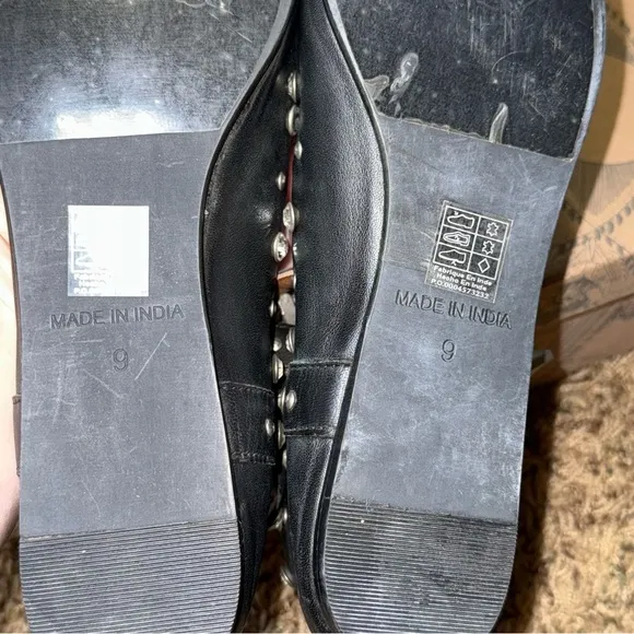 Free People Mystic Mary Diamante Jane Ballet Flats 2 Strap Studded 39/9 NEW