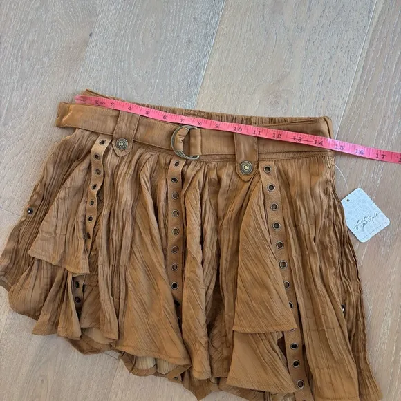 Free People Rue Mini Skirt Gold Brown XS NEW NWT