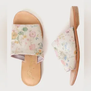 Free People | Vicente Slide Sandals In Natural Floral Size 10 NEW