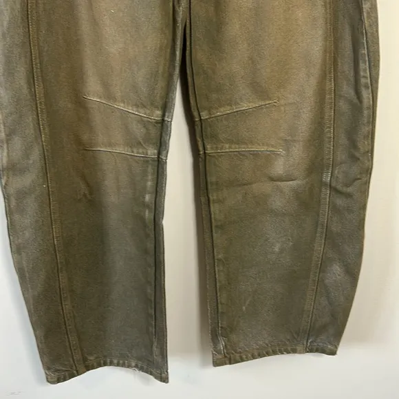 Free People We The Free Good Luck Coated Mid Rise Barrel Jean Vegan Sz 24 NEW
