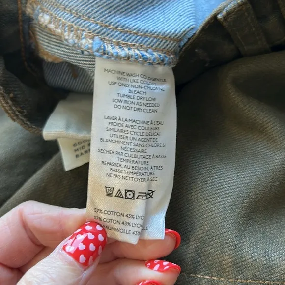 Free People We The Free Good Luck Coated Mid Rise Barrel Jean Vegan Sz 24 NEW