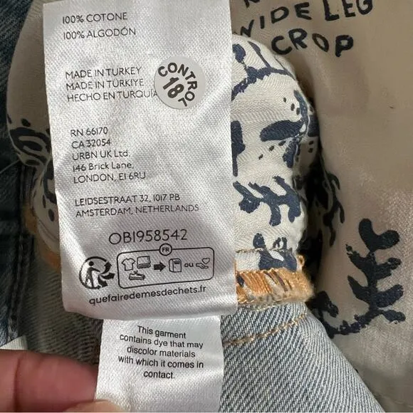Free People We The Free Ripple Wide-Leg Crop Jeans Size 26L
