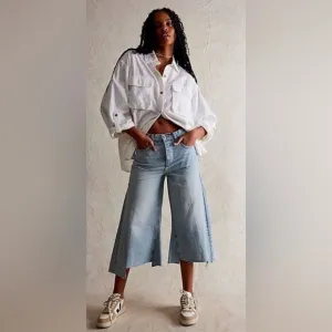 Free People We The Free Ripple Wide-Leg Crop Jeans Size 26L