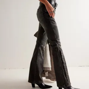 Free People We the Free Vector Moto Mid Rise Flare Jeans