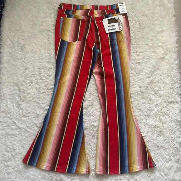 Free People Wrangler x Lainey Wilson Rodeo Flare Jeans Rodeo Ben Stripe 34 NWT