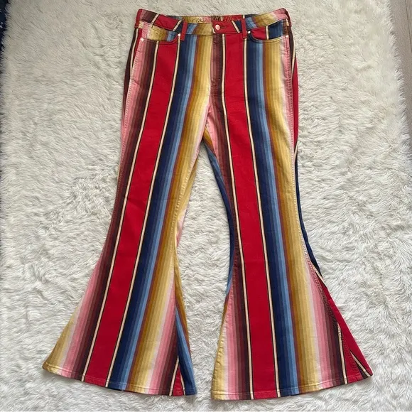 Free People Wrangler x Lainey Wilson Rodeo Flare Jeans Rodeo Ben Stripe 34 NWT