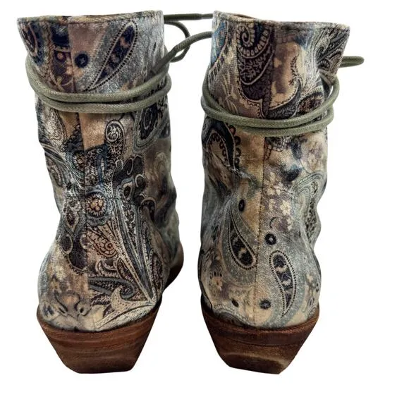 Free People x Jeffery Campbell Velvet Paisley Elmcroft Lace Up Boho Boots 9