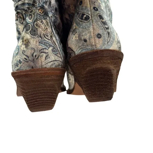 Free People x Jeffery Campbell Velvet Paisley Elmcroft Lace Up Boho Boots 9
