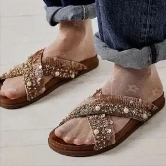 Free People Moon Child Embellished Sandals US 10