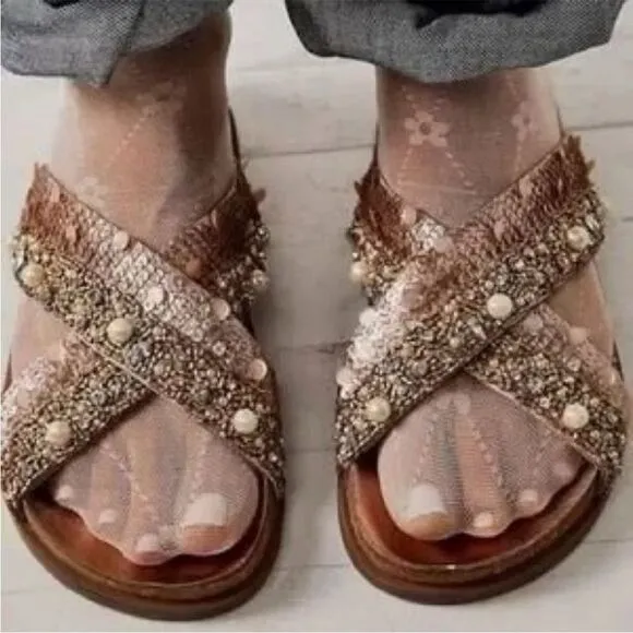 Free People Moon Child Embellished Sandals US 10