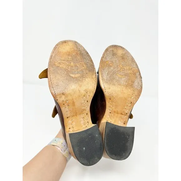 Freebird by Steven Caprice Brown Buckle Sandal Mule Heel Western Desert US 8